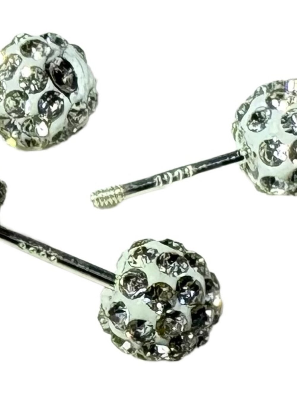 999 Sterling Silver Sparkly CZ Screw Back Stud 4mm Earrings 0.46g